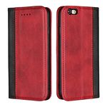 iCoverCase for iPhone 6 Case/iPhone 6s Case, Genuine Leather Premium Case,Calf Pattern [Strong Magnetic Holster] Shockproof Protective with Folio Flip Wallet Leather Case (Red)
