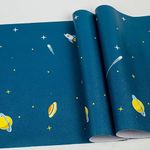 Maefele® Blue Space Wallpaper with Planets and Stars Design Self-Adhesive PVC Wallpaper 304CM X 45CM