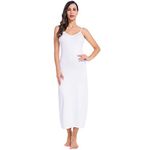 MANCYFIT Womens Full Slips Long Cami Dresses Adjustable Spaghetti Strap Nightgowns White Large