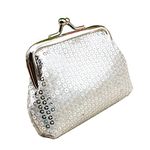 Women's Fashion Bling Sequins Hasp Coin Purse Punch Mini Clutch Bag Wallet (Silver)