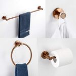 Devanzu Bathroom Accessories Set,Towel Bar,Towel Ring, Toilet Paper Holder,Hooks,Sus 304 Brushed Brass Colour Stainless Steel Bathroom Set of 4