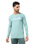 TECHNOSPORT Men's Polyester Slim Fit Long Sleeve T-Shirt for Gym, Workout and Regular Use - (MTP785LGN_Lake Green_S)