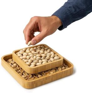Pistachio Snack Bowl, Double Dish Holder Bowl Pedestal and Sunflower Seed Nut Bowl with Shell Storage, Magnetic Holder To Hold Together, 9.45 x 9.45 x 2.76 Gute Kitchen