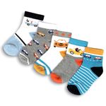 LEALDEALZ kids socks for boys and girls, soft cotton with Antibacterial Wash Pack of 5 Cars Printed socks for 6-12 months