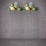 YALLOVE Set of 2, 80 CM Tall Acrylic Flower Stand Clear Pedestal for Wedding Event Party Props, Clear vases, Home Decor