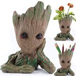 EITHEO Adorable Baby Groot Pen Stand and Planter Pot - Multi-Functional Table Organizer and Decorative Showpiece - 16cm, PVC Material (Design 1)