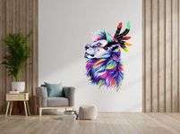 Akki Wold 3D Colourfull Lion Face Wall Sticker for Living Room/Bedroom/Office (Size - 36 Cm X 52 Cm)