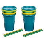 The First Years GreenGrown Reusable Spill-Proof Straw Cups - Toddler Cups with Straw - Blue/Yellow/Green - 6 Count