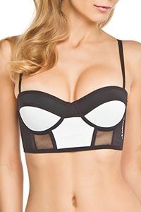 Balanced Tech Color Block Mesh Sports Bra - Black White - Medium