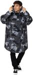 Snuggz Adult Grey Camo Rain Poncho - One Size, Lightweight, Packable Hooded Rain Coat Waterproof Poncho for Travel & Outdoor Use, Wind-Resistant Rain Poncho for Everyday Wear