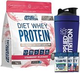Applied Nutrition Diet Whey 1kg Bundle - Diet Whey High Protein Powder + 5 Sample Bundle + 750ml Steel Protein Shaker | Low Carb & Sugar, Weight Management Shake, 40 Servings (Strawberry)