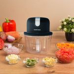 InstaCuppa Rechargeable Mini Electric Chopper, 350 Ml, USB-C Stainless Steel Blades, 1800 Mah Battery And One Touch Operation, For Mincing Meat, Garlic, Ginger, Onion, Black, 5 Watts