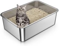 Anycoo Stainless Steel Litter Box for Cat or Rabbit, Cat Litter Box No Odor Left, Metal Litter Box Non-Sticky, High Side and Easy to Clean, Rust Proof 40 L x 35 W x 15 H