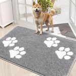 Vaukki Indoor Entryway Rug, Non Slip Absorbent Mud Trapper Mats, Low-Profile Inside Floor Mats, Welcome Mat for Front Door, Dog Washable Puppy Rugs Door Carpet for Entryway (Grey, 24"x36")