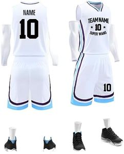 DVGEY Custom Basketball Jerseys Any Name Number Team Logo - Basketball Jerseys for Men/Women/Boys/Kids/Adult -Quick Dry Basketball Uniform-White