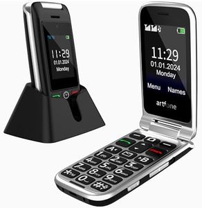 artfone Teléfono Móvil para Personas Mayores Teclas Grandes con Tapa, Doble Pantalla de 2,4 Pulgadas Tecla de Emergencia Botón SOS Cámara Fácil de Usar para Ancianos Flip Base Cargadora C10 Negro