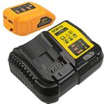 ZICUIYU DCB112 Li-ion Battery Charger & DCB090 USB Power Source/USB Charger for 10.8V, 14.4V, 18V and 20V Max XR Battery Packs (DCB112 & DCB090 for Dewalt)