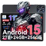 2025 Newest Android 15 AI Tablet,11 Inch Android Tablets With SIM Card Slot,24GB RAM+256GB ROM(TF 2TB),5G WIFI|Octa-Core|8000 mAH|Widevine L1| Netflix|8MP+16MP|Bluetooth 5.0|GPS,2-Year Warranty-Grey