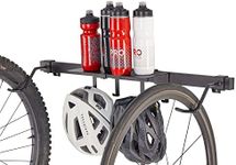 PRO BIKE TOOL Indoor Bike Rack and Shelf - Indoor Sliding Wall Mount for 2 Bicycle with Accessories Shelf for Home or Garage - Heavy Duty Hook and Shelving System - Vertical Hanger for Road or MTB