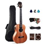 Caramel CB402 All Solid Mahogany Baritone Acoustic Electric Ukulele with Truss Rod with D-G-B-E Strings & free G-C-E-A strings, Padded Gig Bag, Strap and EQ cable