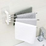 HEATHER Stainless Steel 4 Bar Towel Rack for Bathroom Towel Holder for Kitchen Towel Hanger Stand for Wash Basin - Self Adhesive (Medium)