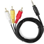 SVDK 3.5Mm Aux Jack To 3 Rca Male Cable Audio, Video Male Cable For Dvd Player (3 Rca To 3.5mm Jack Aux) - Black