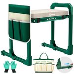 Saker Garden Kneeler and Seat Foldable Gardening Stool with Extendable Legs & 10“ Thickened Pad, Tool/Storage Bag, Heavy Duty 500lbs Support for Elderly, Gardening, Outdoor Use
