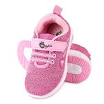 Myau Knitted Velcro Shoes with Heart Design Side Patch Stickers - Soft and Stylish (Pink, Numeric_2)