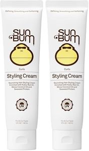 Sun Bum Curls and Waves Styling Cream - Lightweight Formula for Wavy and Curly Hair - Nourishing Kukui Nut & Coconut Oil - Frizz Free finish - Vegan & Cruelty Free - 5 oz,(Pack of 2)