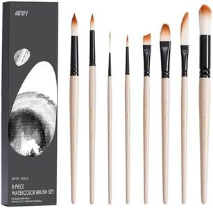 ARTIFY Water Brush Set, 8 Pcs Professional Paint Brushes with Case for Beginners and Artists, Various Shapes, Optimized Hairs for Watercolor, Gouache, Ink, Tempera, and Fabric Painting
