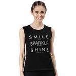 Enamor Women's Relaxed Vest (E133_Jet Black with Graphic S)