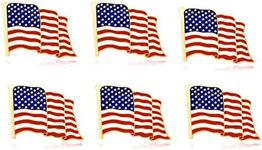 Pack of 6 American Flag Lapel Pins Bulk Waving US USA Pins Bulk United States Patriotic Pins Friendship Souvenir Veterans Day