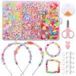 Electomania 600Pcs Bracelet Making Set,Bracelet Making Set for Girls,Jewellry Making Kit,Different Types and Shapes Colorful Acrylic Crafting Beads Kits Setfor Children Over Three Years Old, Multi