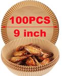 100PCS Air Fryer Disposable Parchment Paper Liner Round 9 inch, for 4.6-8QT Air Fryer, Ovdang Baking Accessories Oil-Proof (Bottom(8'')+Top(9''))