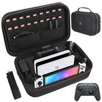 Carrying Storage Case Compatible with Nintendo Switch & OLED Model, Switch Case with 18 Game Cartridges Protective Hard Shell Travel Bag Pouch for Nintendo Switch Console & Accessories, Black