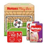 Huggies Wonder Pants Play Box, Monthly Box Pack Baby Diaper Pants, Medium (M) Size,152 Count, with Bubble Bed Technology for comfort