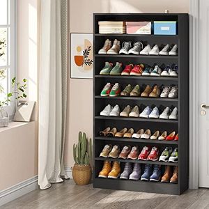 Tribesigns Shoe Cabinet, 9 Tiers 40-45 Pairs Heavy Duty Wood Freestanding Shoe Storage Cabinet, 70.8'' Tall Shoe Cabinet with Open Storage for Entryway, Black