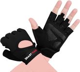 BEAST RAGE Gym Gloves for Men and Women, Breathable Weight Lifting Gloves with Non-Slip Silicon Padded Protection, Ladies Fitness Training Gloves for Workout,Cycling,Fitness Exercises. (BLACK, L)