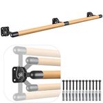 Dolibest Space Saver, 6 ft Ballet Barre, Wall Mounted Traditional Wood Ballet Barre System Stretch/Dance for Home Barre Workout Equipment, Height Adjustable, for Kids and Adults