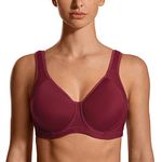 SYROKAN Women's Sports Bra High Impact Underwire Support Full Coverage Plus Size Molded Fitness Workout Bras Purple Eggplant 38E