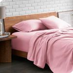 Bare Home Flannel Sheet Set 100% Cotton, Velvety Soft Heavyweight - Double Brushed Flannel - Deep Pocket (Queen, Light Pink)