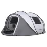 EchoSmile Instant Pop Up Tent,4-6 Person CampingTent,Waterproof Sunshade Family Tent,Portable Lightweight Dome Tent for Outdoor Beach Camping,Hiking&Travel (White&Gray(4-6 Person))