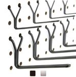 Right Arrange Steel Pegboard Hooks 50-Pack 2" + 4” L Hook, Black - Will Not Fall Out, Fits Any Peg Board - Organize Tools, Accessories, Workbench, Garage Storage, Kitchen, Crafts, Jewelry, Retail