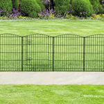 INJOPEXI Decorative Garden Fence 6 Panels 11.8ft (L)×30in (H) Garden Fence No Dig Animal Barrier Fencing with 5 Panels + 1 Gate Rustproof Metal Wire Temporary Dog Fence Border for Patio Outdoor Yard