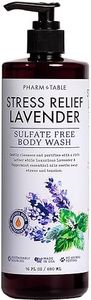 PHARM TO TABLE Stress Relief Lavender Body Wash for Women and Men Softens and Soothes the Skin, Sulfate Free, 100% Cruelty Free, 480ml