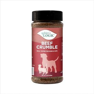 Nature's Logic Beef Crumble Cat & Dog Food Topper - 100% Natural Meal Enhancer - Roasted Beef Lung & Liver - Supports Heart Health with Taurine - No Additives/Preservatives - All Breeds & Life Stages