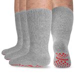 NOVAYARD 3 Pairs Diabetic socks Non Slip Hospital Wide Crew Edema Bariatric Socks (Grey)