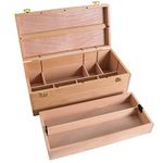 Us Art Supply Artist Wood Pastel, Pen, Marker Storage Box With Drawer(S) (Large Tool Box)