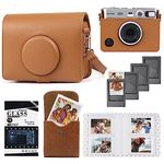 CAIYOULE Protective Camera Case for Fujifilm Instax Mini EVO Camera, PU Leather Fuji Mini EVO Carrying Bag with Mini Photo Pouch, Album, Frames, Screen Protector Accessories Kit - Vintage Brown