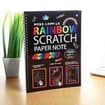 SEVEN HORSE TECH Creative Unique Rainbow Magic Colorful Art Scribble Black Drawing Scratch Book For Kids Adults Return Birthday Gits With Stick (A4 Size, 10 Pages),1 Count